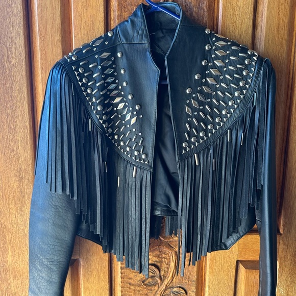 Domallo women’s leather fringed jacket - Picture 1 of 7